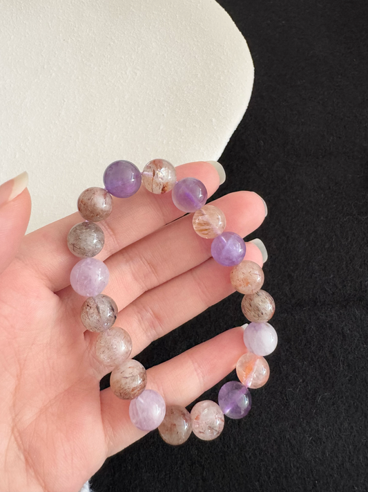 Customized: Purple Phantom Quartz Bracelet (10mm)