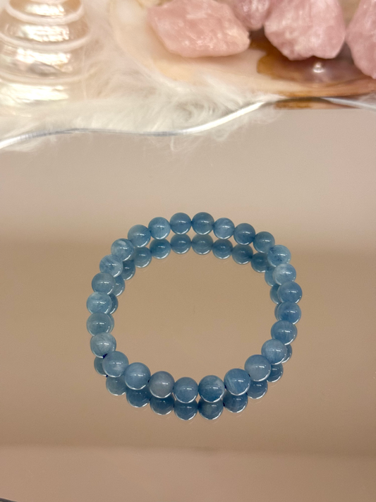 Devil Blue Aquamarine Crystal Bracelet (8mm) "Option 2"