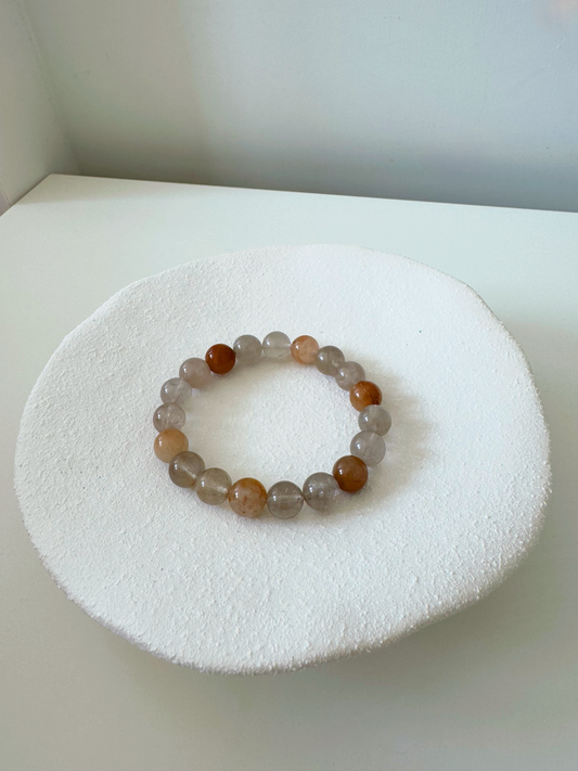 Gray-Red Rabbit Fur Bracelet (10mm)