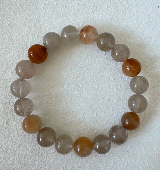 Gray-Red Rabbit Fur Bracelet (10mm)