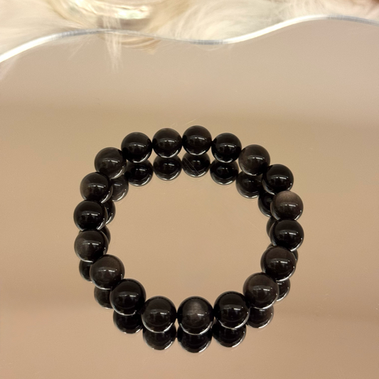 Silver Obsidian Bracelet (10mm)